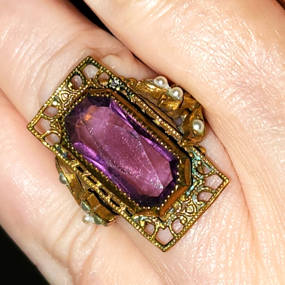 Antique Amethyst and Pearl Ring